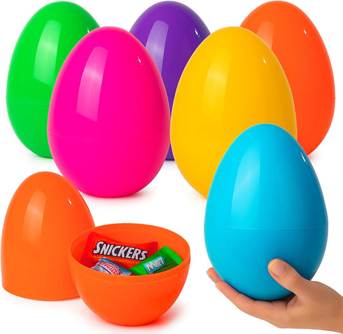 Celmuron Jumbo Fillable Easter Eggs 6 Pack 6'' Giant Plastic Easter Eggs with