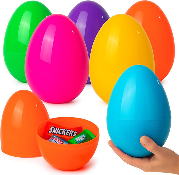 Celmuron Jumbo Fillable Easter Eggs 6 Pack 6'' Giant Plastic Easter Eggs with