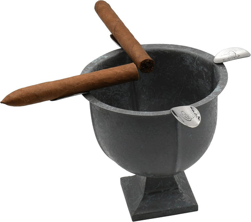 Stinky Cigar Box Pressed Ashtray with Four Stirrups, Antique Distressed