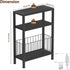HET007BK1 Heybly Small Narrow Side Table for Small Space, Thin Bedside Table with Storage Basket, Skinny End Table