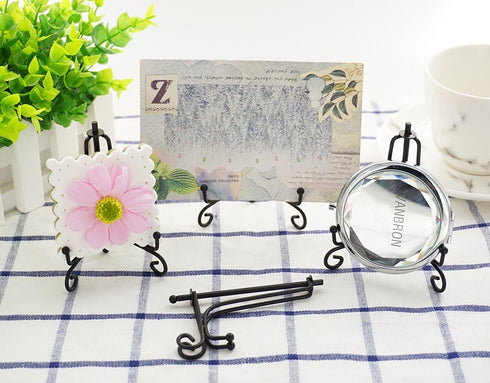 Artliving 3.5 Inch Black Mini Iron Stand Cookie Holder Display Easels, 4 Pack for Weddings, Birthday Party