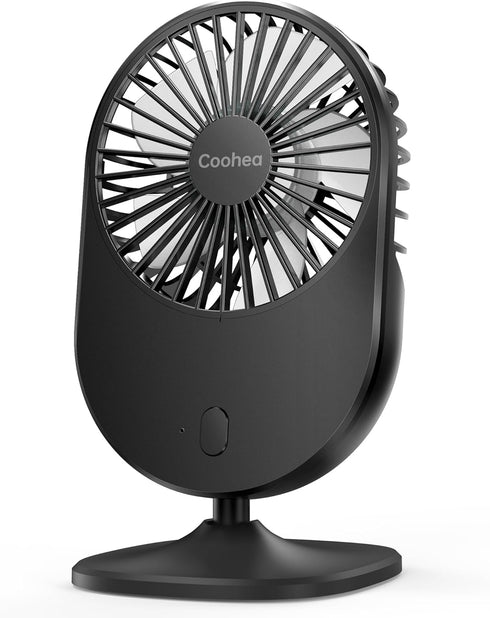 Desk Fan, Small & Quiet USB Powered Table Fan, Rechargeable Battery Operated Mini Fan for Office Bedroom