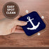 3dRose Navy Blue and White Nautical Anchor Design Soft Coasters, Set of 8