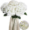 Kimuras Cabin 5Pcs White Hydrangea Artificial Flowers Real Touch Latex Fake Hydrangeas