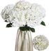 Kimuras Cabin 5Pcs White Hydrangea Artificial Flowers Real Touch Latex Fake Hydrangeas
