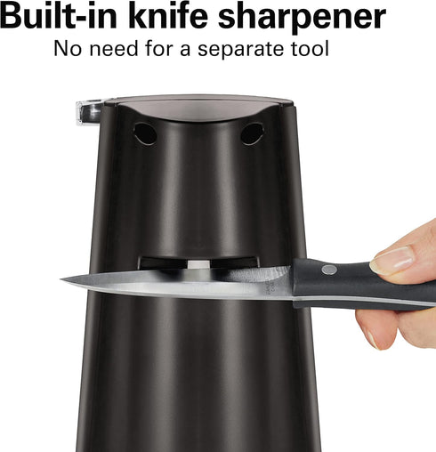 Hamilton Beach Electric Automatic Can Opener, Black (76702) with Easy-Clean Detachable Cutting Lever, Knife Sharpener,