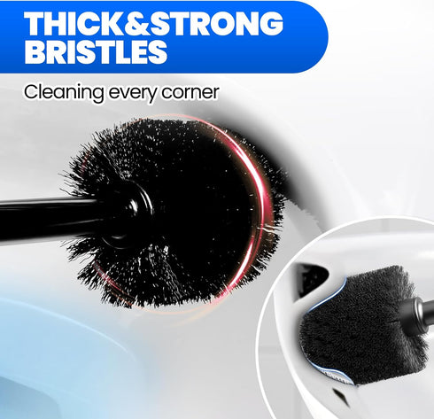 Denvlex 4-Piece Set, Set,Bathroom Combo,Black20inch Toilet Brush and Plunger Extended Handle Plunger,Toilet Bowl Brush