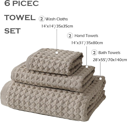 SK Studio 6 Set 2 2 2 Piece Cotton Hotel Waffle Towel - Bath, Hand, Washcloths - Large, Absorbent, Quick Dry