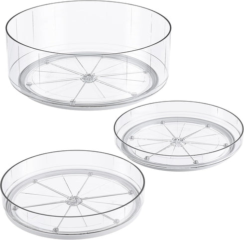 LAMU 3 Pack Lazy Suan Turntable Organizer, 10''/10.6''/12'' Rotating Spice Rack for Kitchen, Countertop, Bathroom