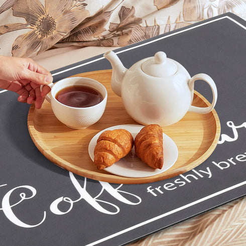 Dish Drying Mat 16"x24", Absorbent Coffee Bar Mat for Kitchen Counter with Coffee Cup Pattern