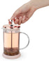 Pinky Up Riley Mini Glass Tea Press Pot, 12 oz Coffee Maker, French Press for Hot or Iced Beverage, Pink