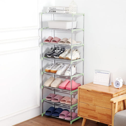 Closet (3-Tier, Small Shoe Rack, Narrow Stackable Shoe Shelf Organizer for Entryway, Doorway and Bedroom Green)