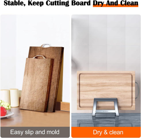 Cutting Board Holder, Auto Width Adjustable Stand for Countertop Kitchen Cabinet, Gray