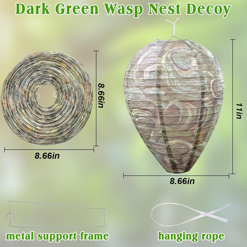 ZeeDix 4 Pack Hanging Paper Fake Wasp Nest Decoy for Outdoor, Home and Garden(8.66"×11",Dark Color)