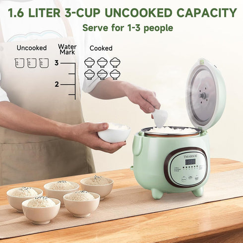 TMABSOE 6 6 modes,24-Hr Pot,1.6L 1-3 Rice Cooker Cup (Cooked), Small Rice Cooker with Cooking Delay Timer and Auto Keep