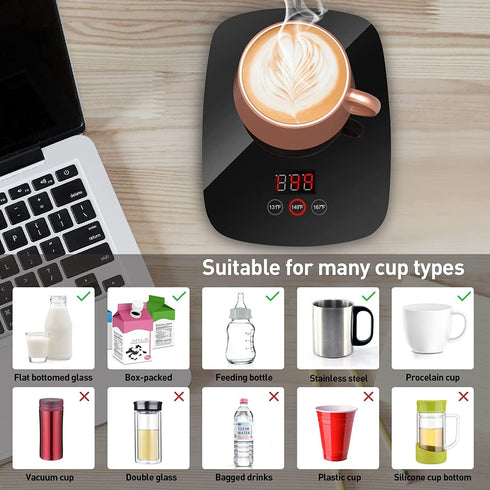 25 131/ 55or 167/ 75 Coffee Mug Warmer for Desk with Heating Function Watt Electric Beverage Warmer with Adjustable