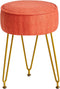 IBUYKE Teddy Velvet Round Footrest Stool Ottoman, Makeup Vanity Stool Side Table,