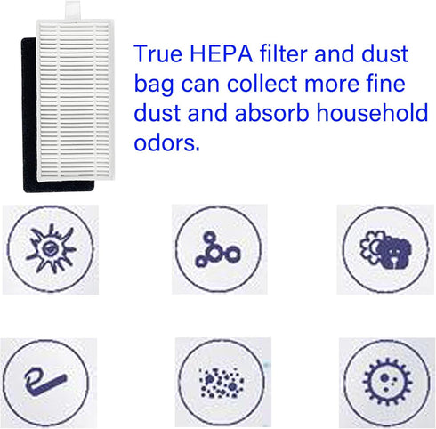 20 Pack Accessories Kit for ionvac SmartClean V4 Robovac, 1 Main Roller Brush, 6 Side Brushes & 6 Dust Bags