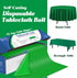 Disposable Plastic Table Cover Roll: 54in x 120ft Green Tablecloths with Easy Slide Cutter for Parties