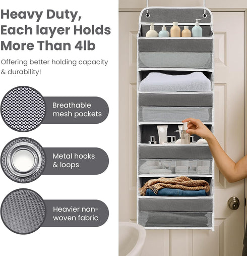 Andahoom Organizer,4 4 44lb Nursery,Closet, Ease of Assembly Over The Door Shelves & Side Pockets,Anti Tilt Hanging