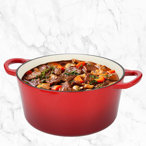 Enameled Cast Iron Dutch Oven Casserole with Lid - 5.5 Quart, Oven Safe up to 500°F, Heavy-Duty Cookware