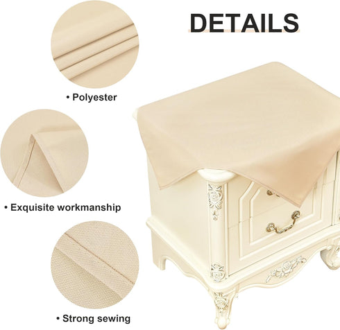 2 Pack 24x24 Inch Wolkemer Small Square Beige Tablecloth Washable Fabric Table Cover for Nightstand End Bedside Table