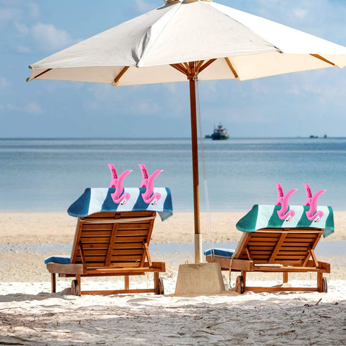 AUEAR Lovely Towel Clips, Chair Holders for Beach or Home, Portable Secure Accessories, Pink Flamingo, 4-Pack