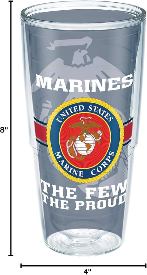 Tervis 24oz Marines Double Walled Insulated Tumbler Travel Cup - No Lid, Made in USA, Keeps Drinks Cold & Hot, Pride