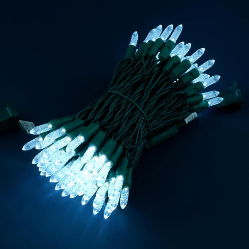 SWEET SHINE 100 33 M6 Cool White Faceted One-Piece LED Christmas Lights, ft Green Cord High Waterproof UL Certified