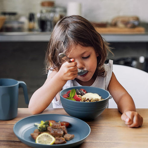 shopwithgreen Plastic Cereal Bowls Set of 4, 24 OZ Dark Coastal, Reusable for Kitchen, Microwave and Dishwasher Safe