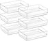 SMARTAKE 6 PCS Clear Plastic Drawer Organizers Set, Non-Slip Large Size Trays for Makeup, Office, Kitchen