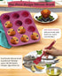 Silicone Mini Muffin Pan, 12-Cup Mini Cupcake Pan with Silicone Pastry Brush, BPA Free, Dark Red