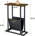Acovy Narrow Side Table for Small Place,Metal Table with PU Leather Bag,Slim Nightstand for Reading Or Storage,Sofa
