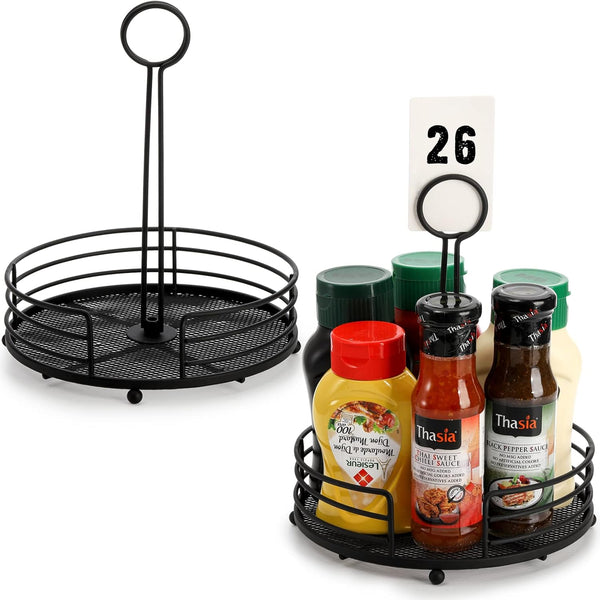 ZOOFOX 2 Pack Metal Condiment Caddy, Tabletop Spice Organizer for Kitchen Pantry, Countertop, Dining Table