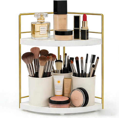BSTSLL Countertop 2 Counter (2 Bathroom Organizer, Tier Wood Bathroom Organizer, Vanity Organizers Corner Shelf