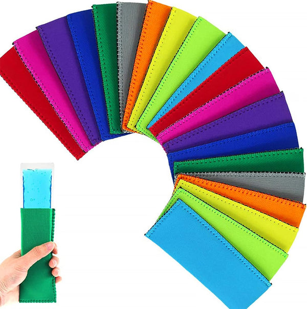Creatrill 20 Pack Ice Pop Sleeves, Neoprene Fabric Popsicle Holders Bags in 10 Colors