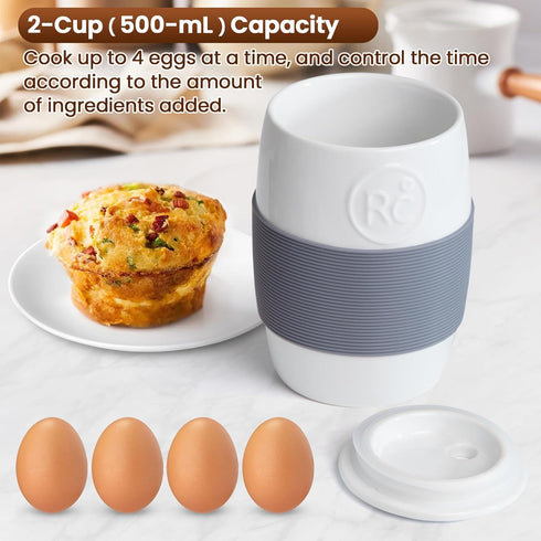 4 100% Professional Ceramic Egg Cooker for Microwave, Quick Scrambled Egg Maker Holds Up to Eggs, Easy & Healthy