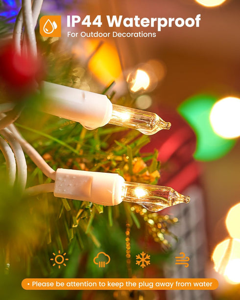Set 100 Count 20 Bulb Minetom Clear Christmas Lights Feet Incandescent Mini String Lights for Indoor Christmas Tree
