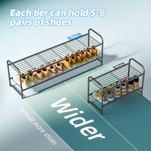 2 Closet, 44 Inch Tier Shoe Rack for Extra Long Shoe Storage Organizer for Shelves, Heavy Duty Metal, Easy Assembly