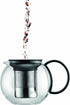 Bodum 34oz Assam Glass Tea Press with Stainless Steel Filter, Black Plastic Lid