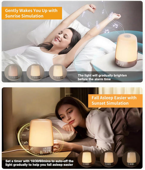 3 Dimmable Snooze winshine Touch Wake Up Night Light with Sunrise Simulation Alarm Clock, Ways Warm White Bedside Lamp