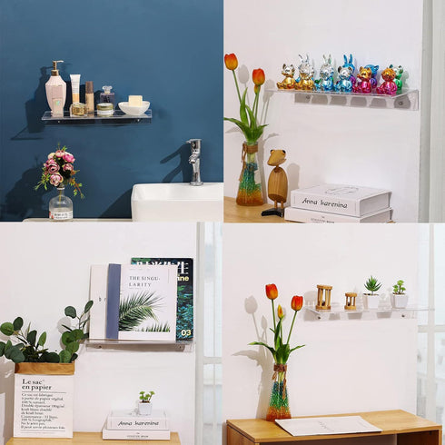 Set 2 Sets Clear Acrylic Floating Shelves of for Lego Funko Pop Collectibles Kids Bookshelf Figures Plant Picture Photo