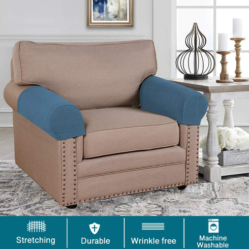Turquoize Stretch Armrest Covers for Chairs and Sofas Couch Arm Covers for Sofa Spandex Jacquard Armrest Covers Anti-Slip Furniture Protector Armchair Slipcovers for Recliner Set of 2,Dusty Blue by Turquoize