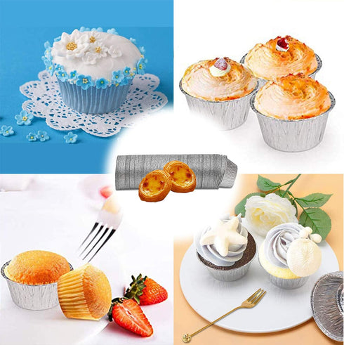 150Pack Aluminum Foil Ramekins Cups - 4 oz Disposable Baking Cups for Tart, Souffle, Appetizer