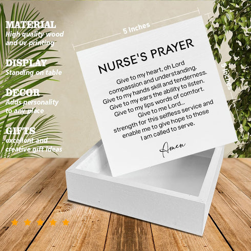 SOFEGY 5 5 Inches Nurse's Prayer Decor Nursing Graduation Gift Nurse Decorations Home Office Wood Sign for Desk Table