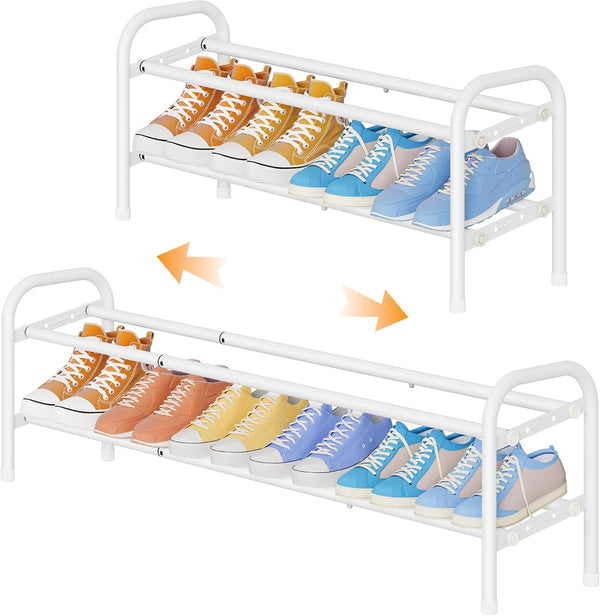 Gewudraw Shoe Rack 2 Tier,41.53'' Adjustable Metal Shoe Organizer for Closet, Bedroom,