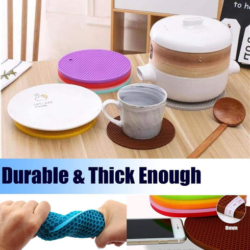 5 Pack Extra Thick Silicone Trivets Heat Resistant Pot Holder and Oven Mitts, Nonslip Insulation Honeycomb Rubber Hot