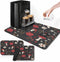 Coffee Mat for Countertops, 2 Pcs Mushroom Red Floral Dish Drying Mat for Kitchen, Espresso Machine, Rubber 12x19in