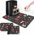 Coffee Mat for Countertops, 2 Pcs Mushroom Red Floral Dish Drying Mat for Kitchen, Espresso Machine, Rubber 12x19in