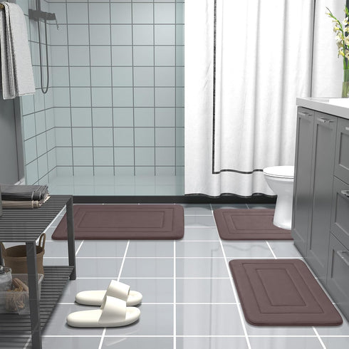 Arotive Memory Foam Bathroom Rug Mat 24x16, Ultra Soft and Absorbent Bath Mat for Bathroom Floor, Brown